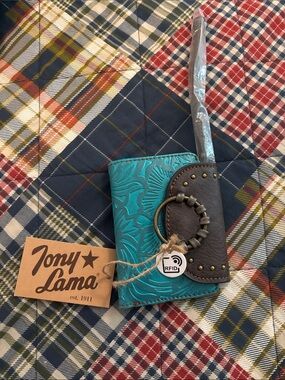 Tony Lama small Wallet - Teal with Brown Accent